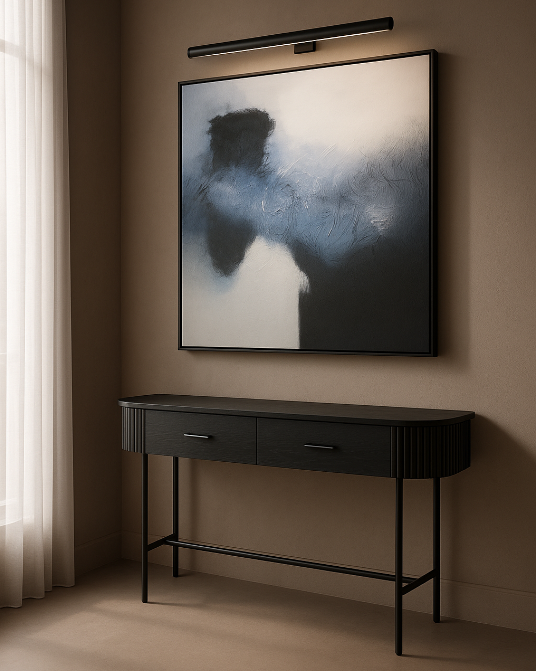 Lantine Console - Black Oak & Matte Black Hardware