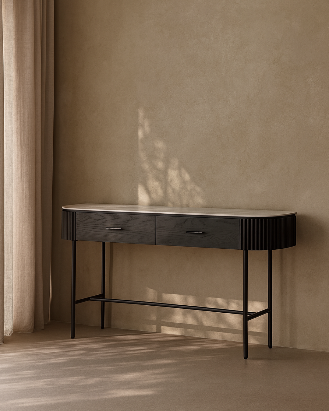 Lantine Marble Console Table - Matt Black