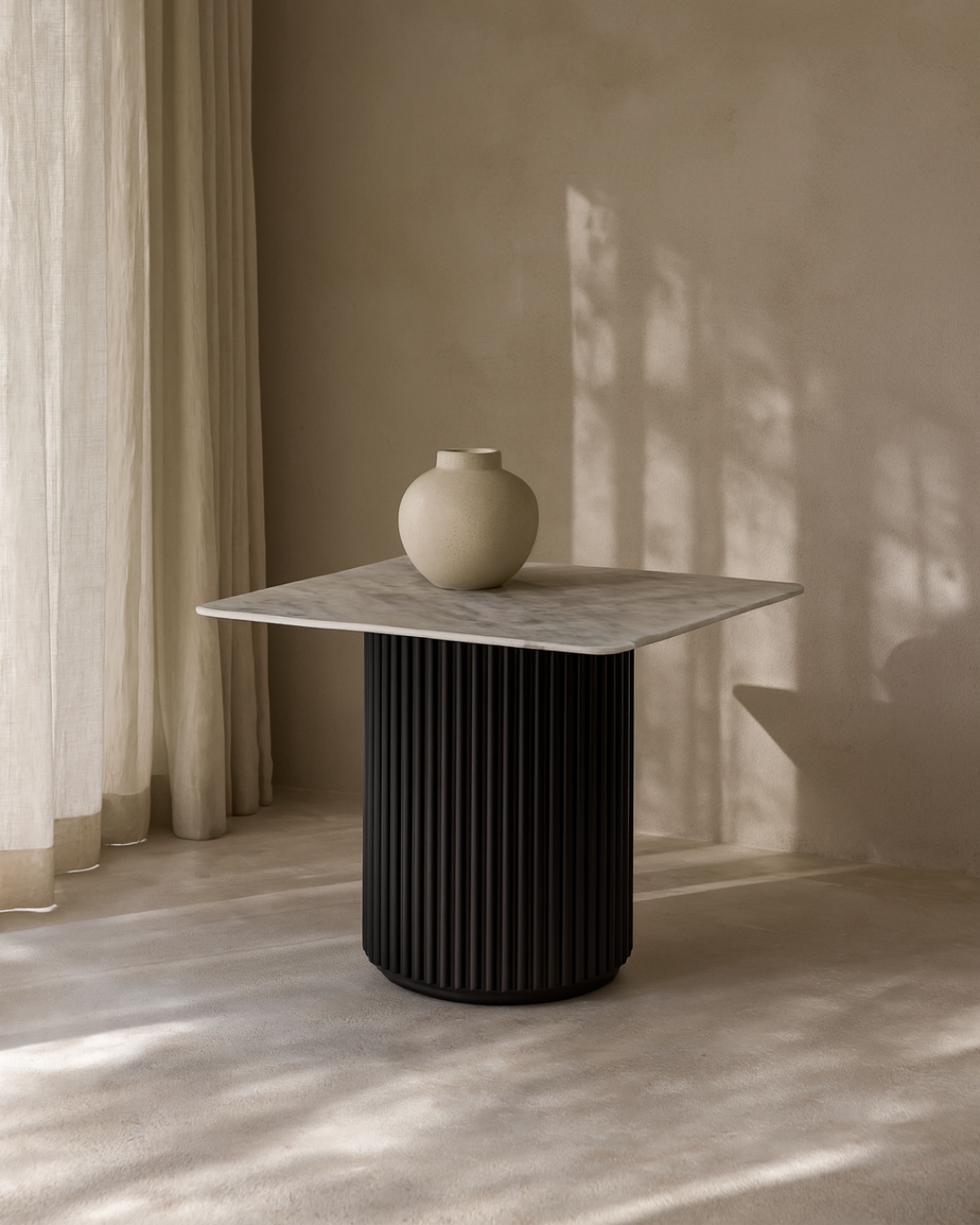 Lantine Marble Side Table - Matt Black