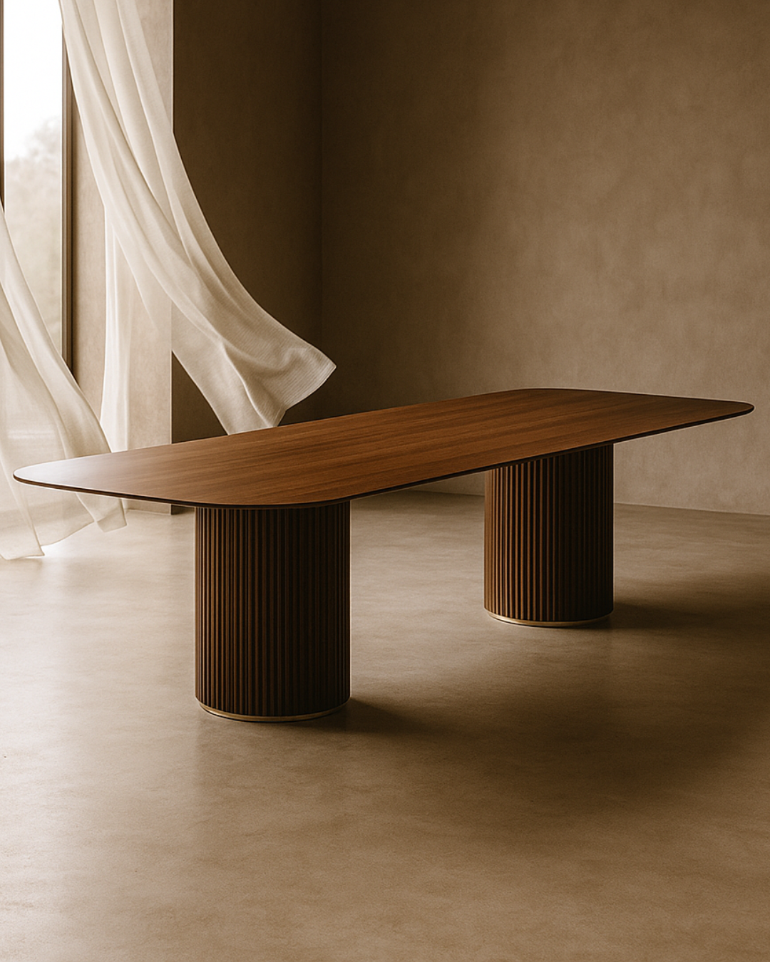 Lantine 280 Dining Table - Walnut &amp; Brass