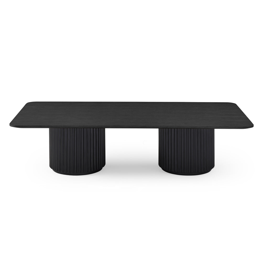 Lantine Coffee Table – Double Pedestal – Black Oak & Lacquer