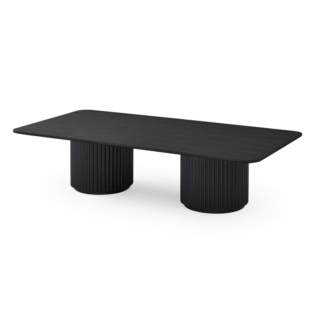 Lantine Coffee Table – Double Pedestal – Black Oak & Lacquer