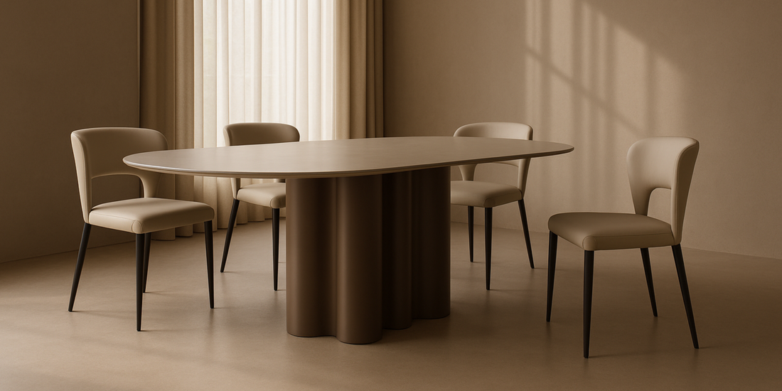 Moon Dining Table - 200 - Cocoa &amp; Cream Ceramic
