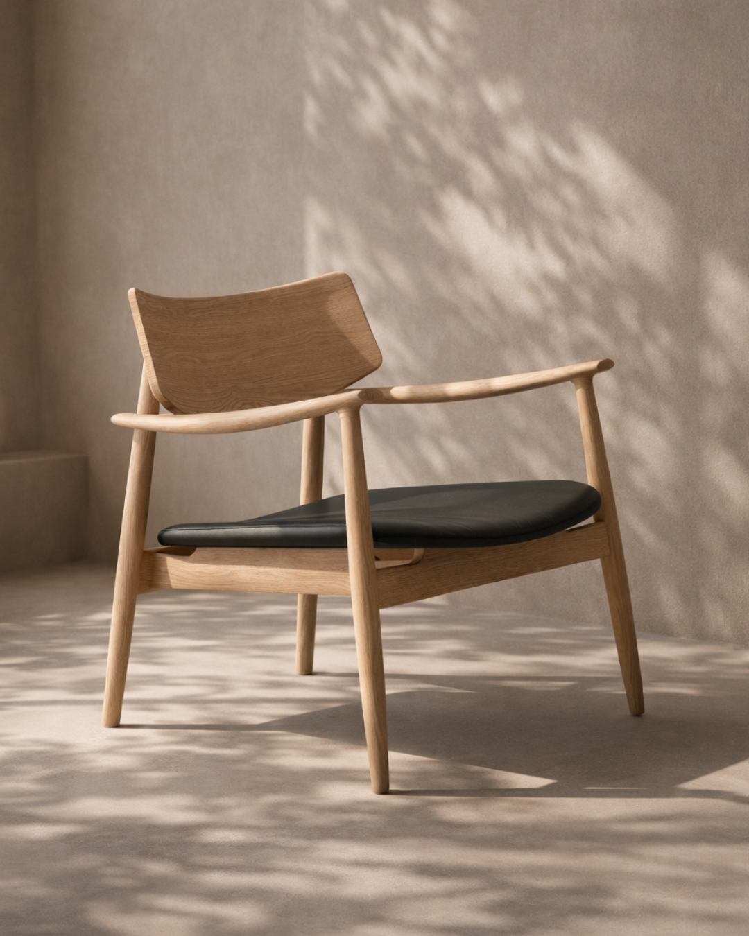 Mono Solid Oak &amp; Black Lounge Chair