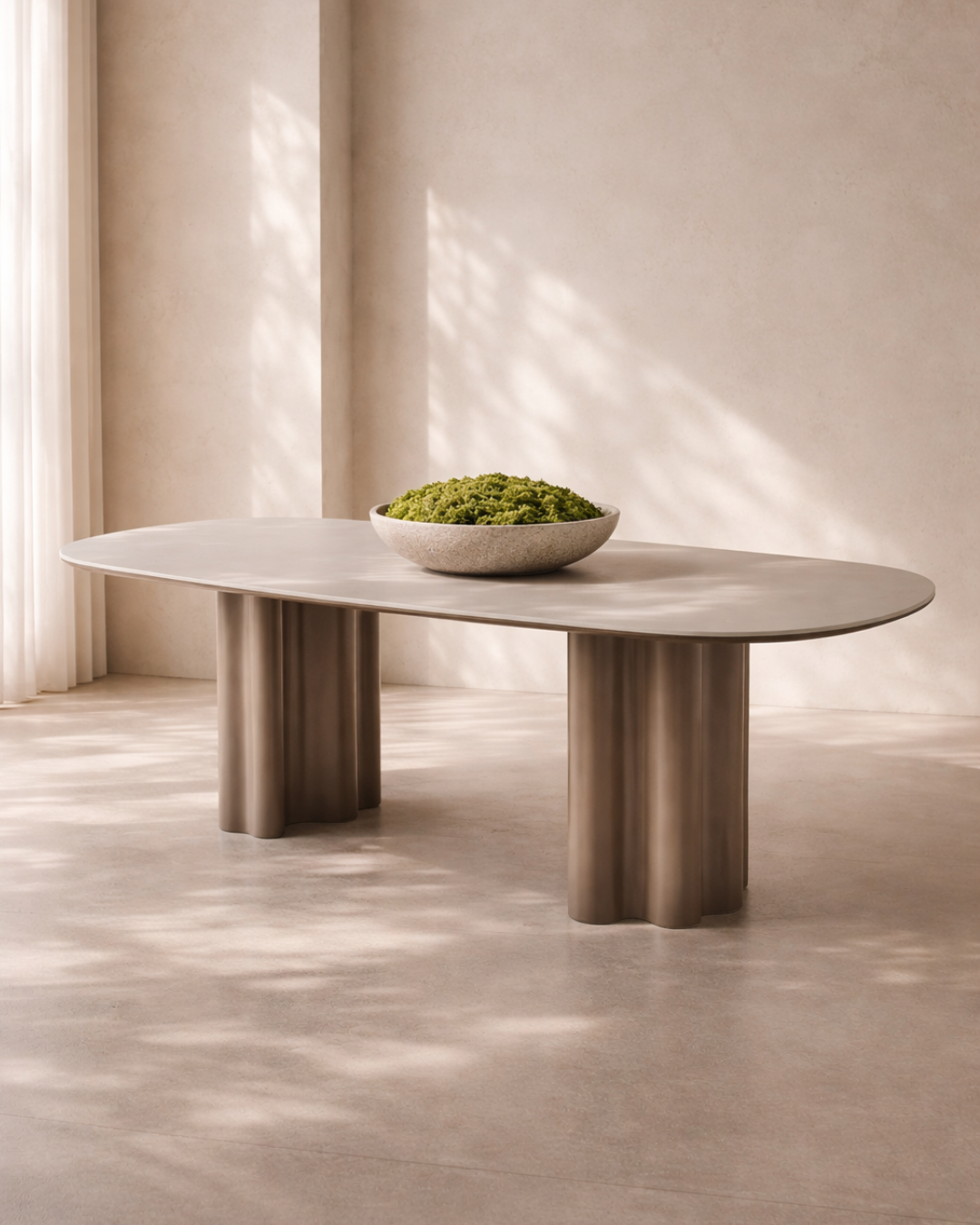 Moon Dining Table - 240 - Cocoa &amp; Cream Ceramic