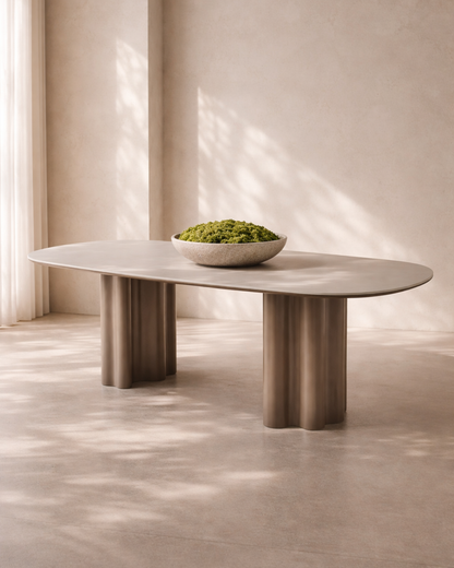 Moon Dining Table - 240 - Cocoa &amp; Cream Ceramic
