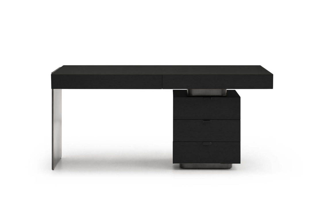 Oston Office Desk - Smoke Oak - Right Hand Drawers