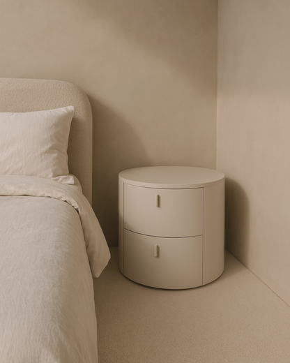 Sims Bedside Table - Matte Beige