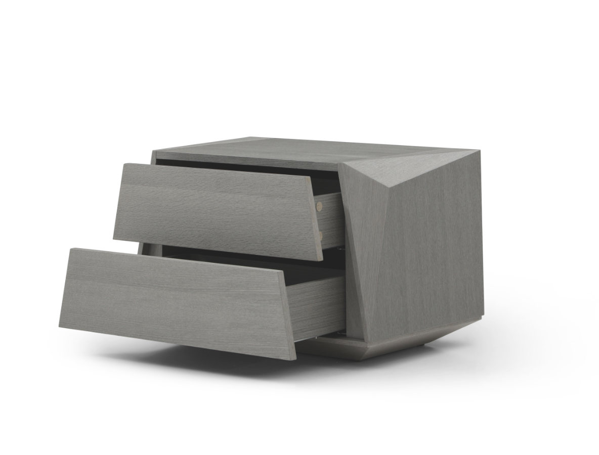 Madon Wide Bedside Table 700mm - Dark Grey Oak