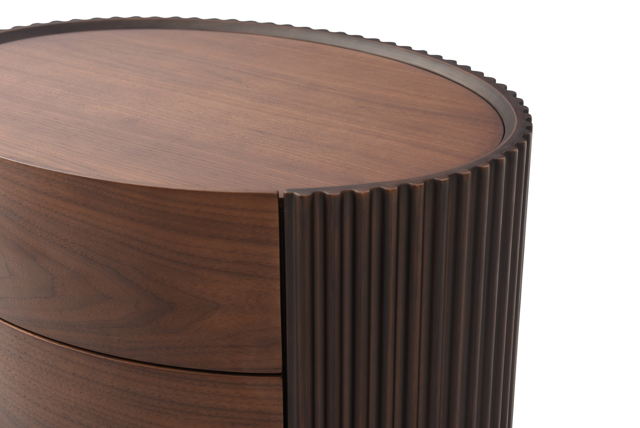 Lantine Bedside Table - Walnut &amp; Brass