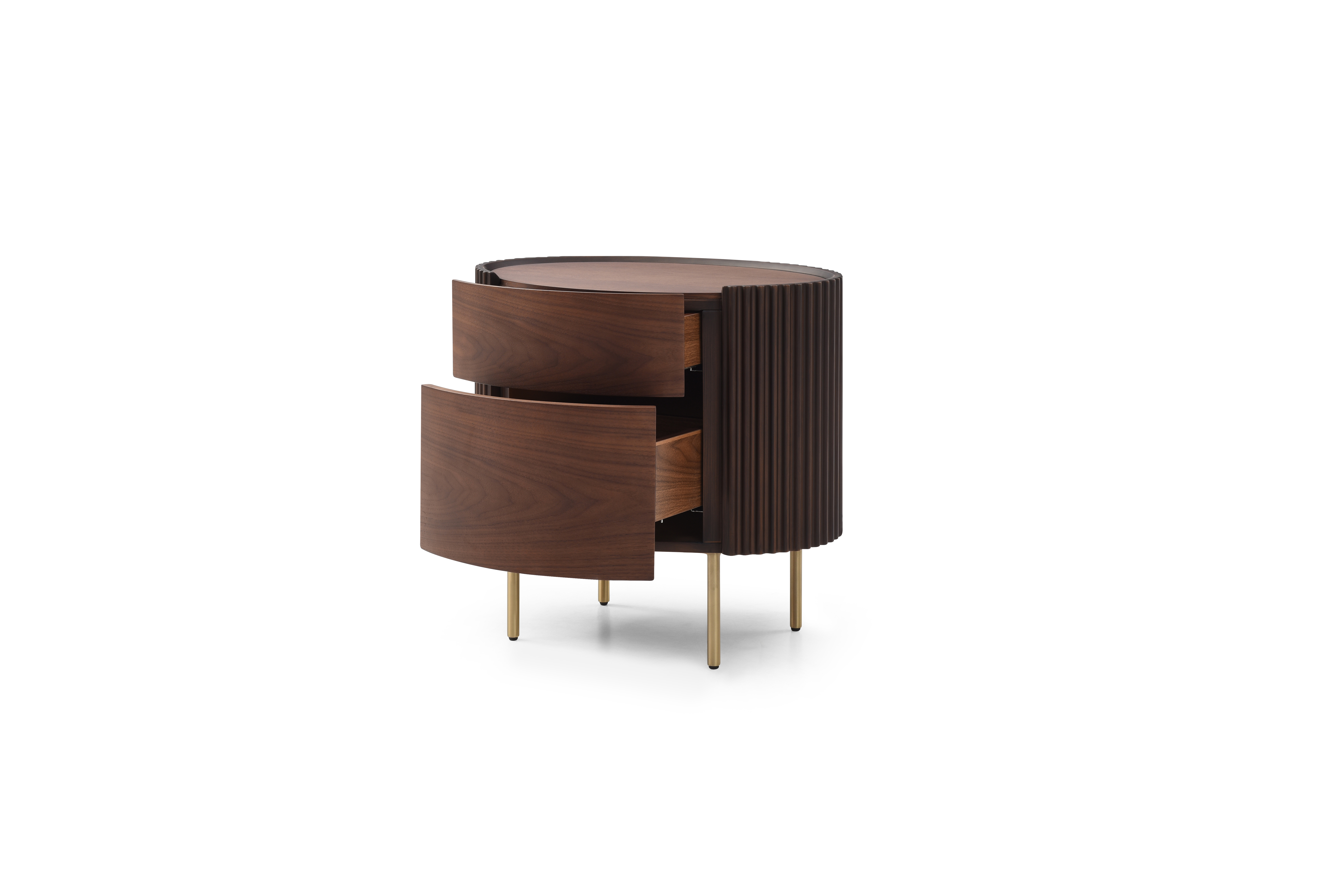 Lantine Bedside Table - Walnut &amp; Brass