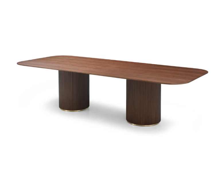 Lantine 240 Dining Table – Walnut & Brass
