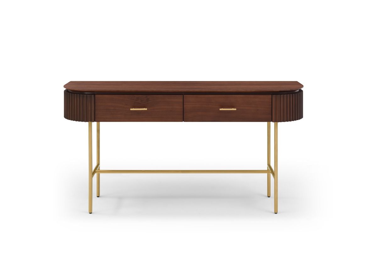 Lantine Console - Walnut &amp; Brass
