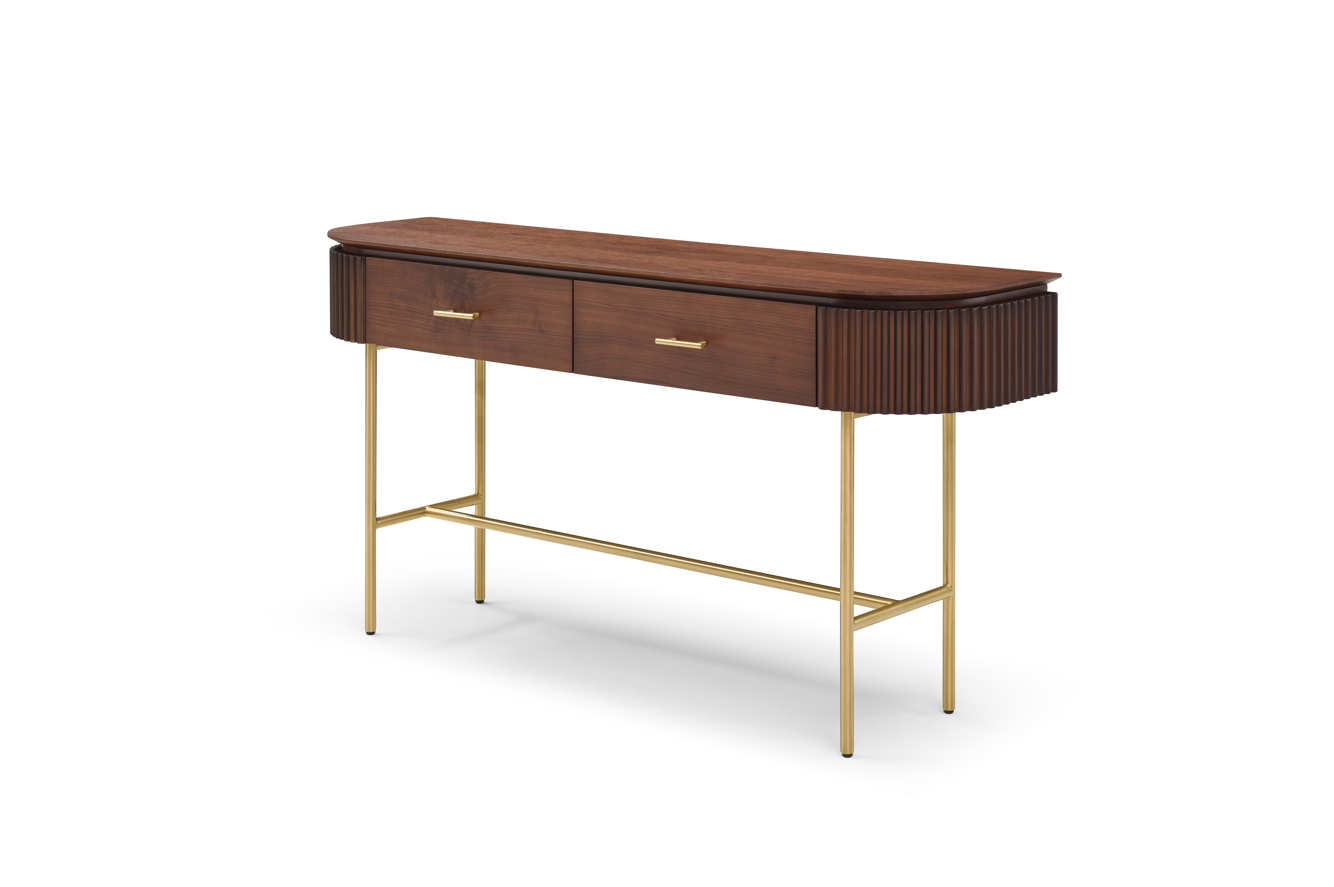 Lantine Console - Walnut &amp; Brass