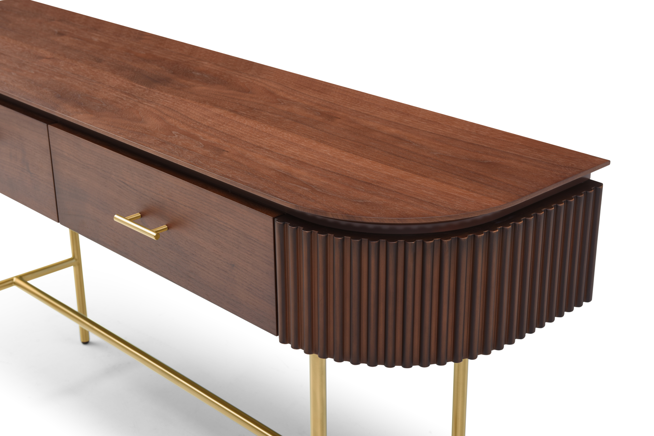 Lantine Console - Walnut &amp; Brass