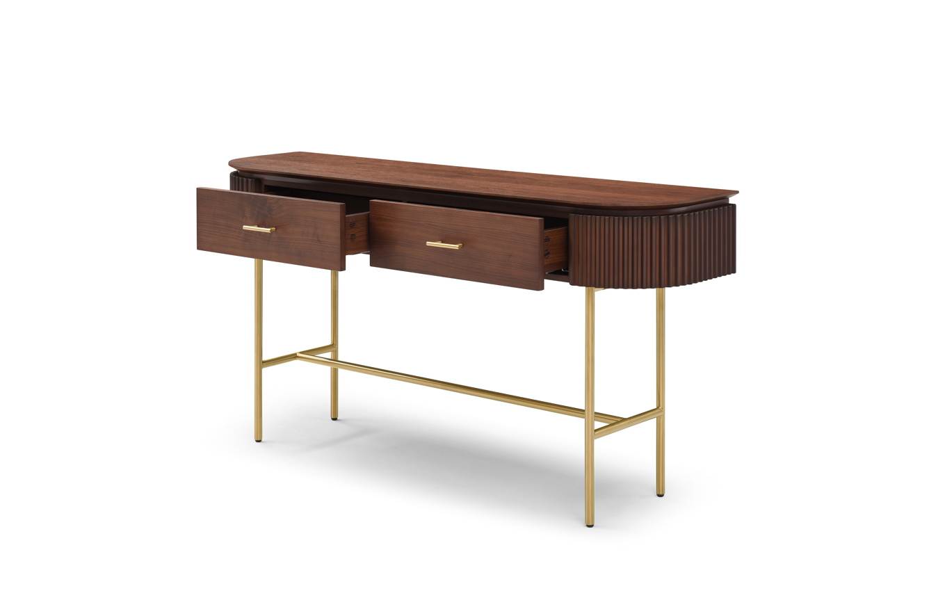 Lantine Console - Walnut &amp; Brass