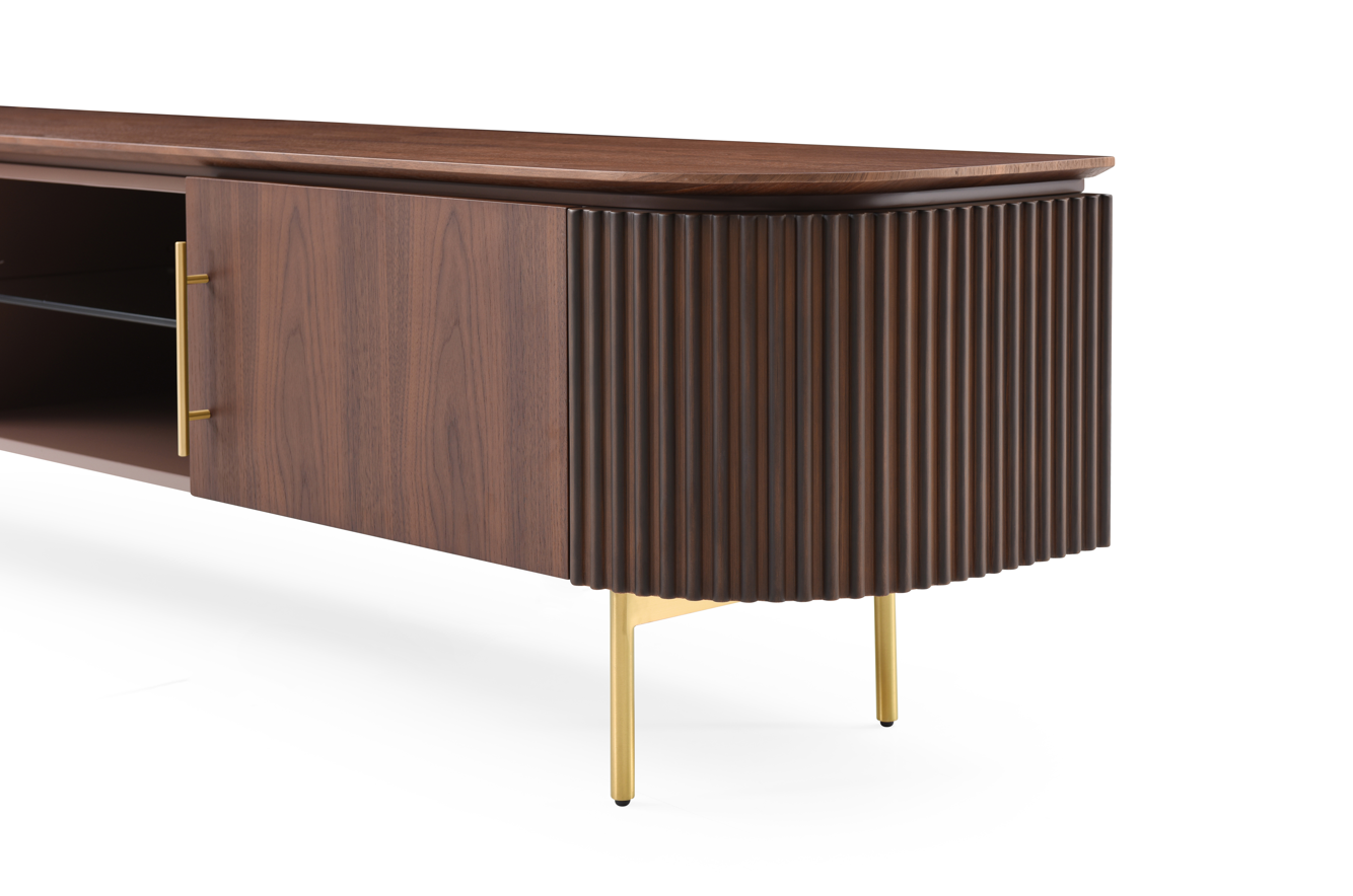Lantine TV Unit - Walnut &amp; Brass