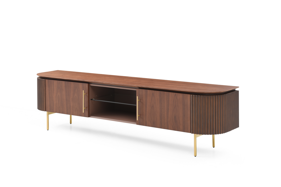 Lantine TV Unit - Walnut &amp; Brass