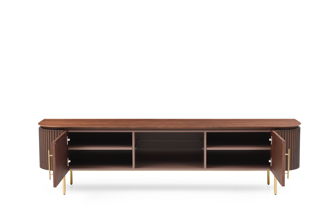 Lantine TV Unit - Walnut &amp; Brass