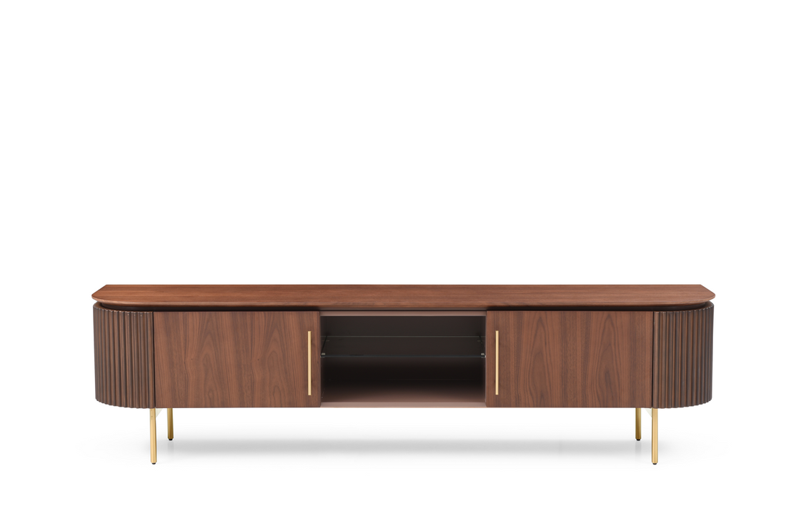 Lantine TV Unit - Walnut &amp; Brass