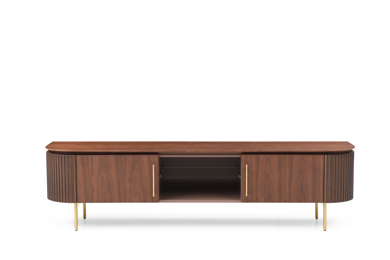 Lantine TV Unit - Walnut &amp; Brass