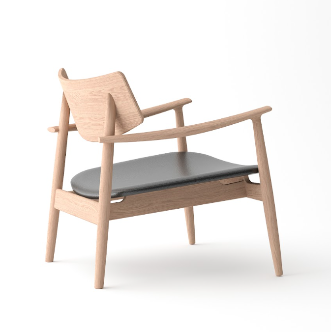 Mono Solid Oak &amp; Black Lounge Chair
