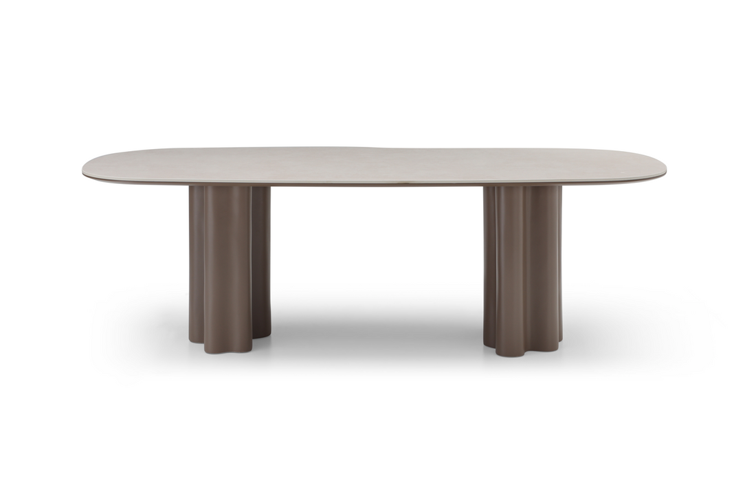 Moon Dining Table - 240 - Cocoa & Cream Ceramic