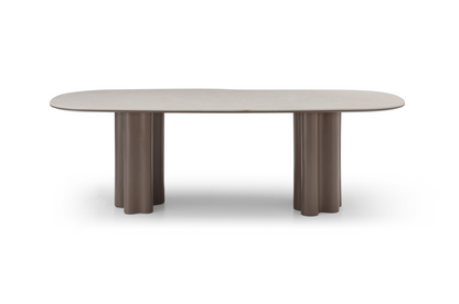 Moon Dining Table - 240 - Cocoa &amp; Cream Ceramic