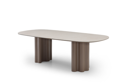 Moon Dining Table - 240 - Cocoa &amp; Cream Ceramic