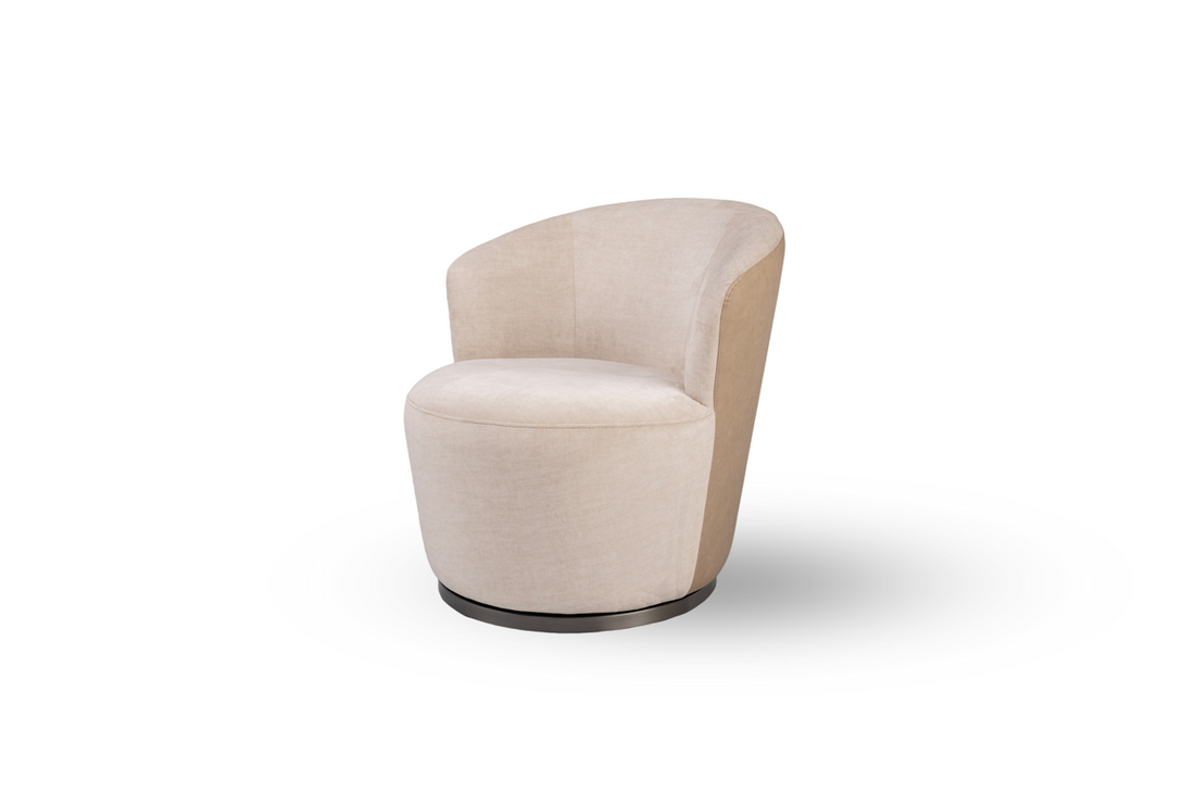 Derry Swivel Chair - Bella Velour Cream &amp; Taupe
