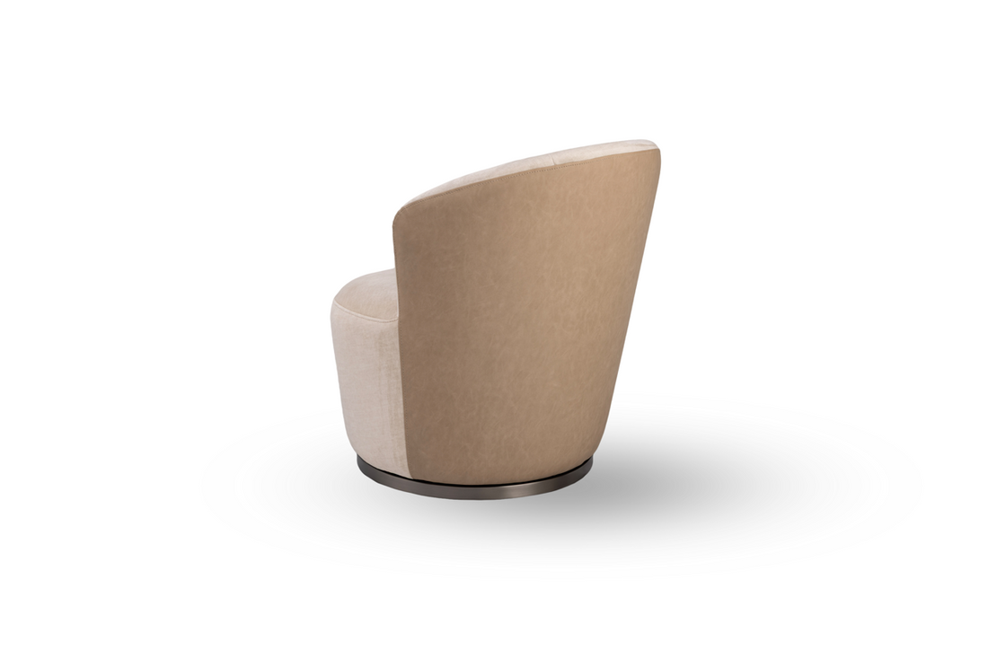 Derry Swivel Chair - Bella Velour Cream &amp; Taupe