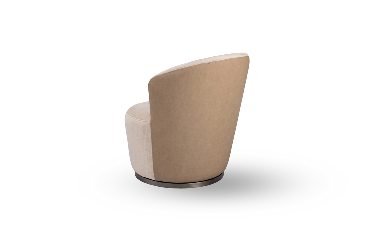 Derry Swivel Chair - Bella Velour Cream &amp; Taupe