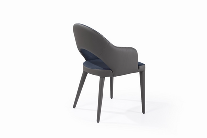 Jiva Dining Chair - Nappa Midnight Blue &amp; Grey
