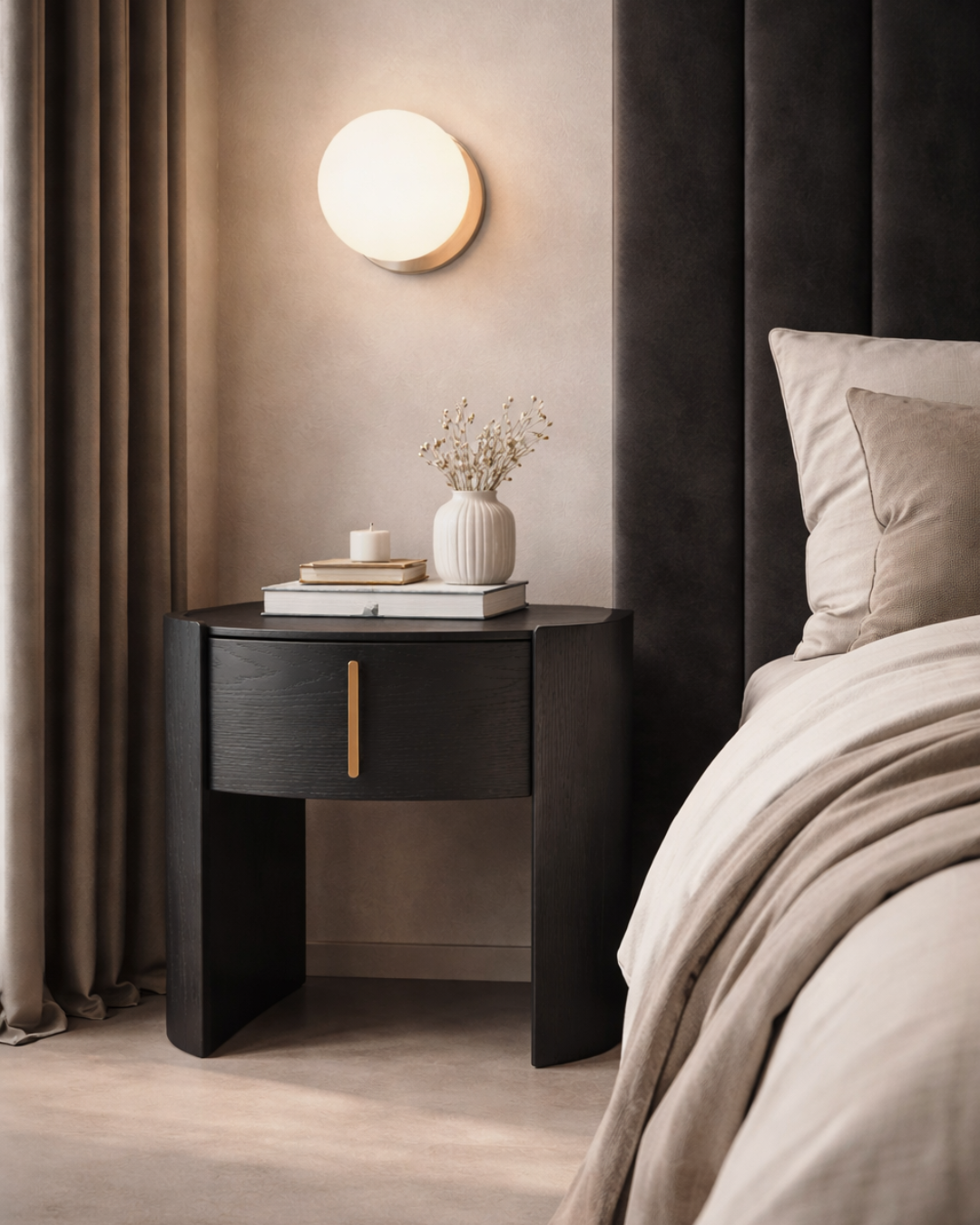 Tulume Bedside - Matt Black Oak