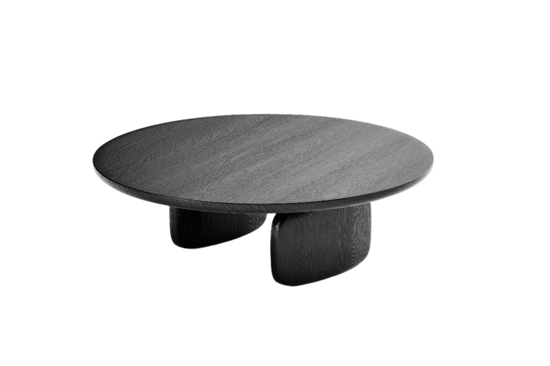 Underline Round Coffee Table - Black Oak