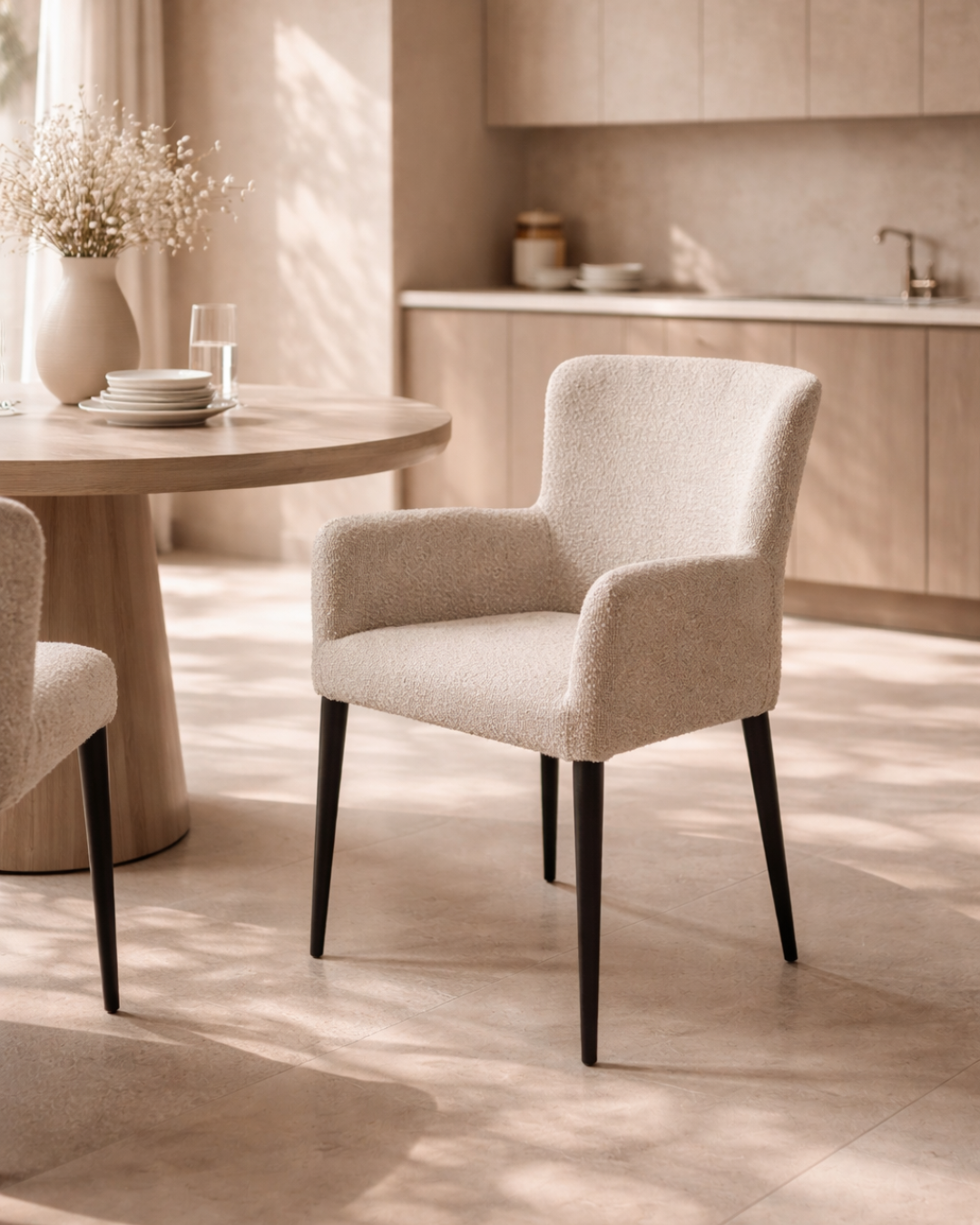 Varsi Dining Chair - Set of 2 - Chex Bouclé Steam