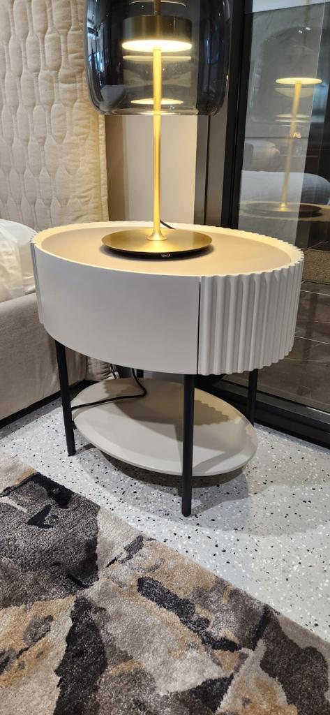 Avola Bedside Table - Matte Beige