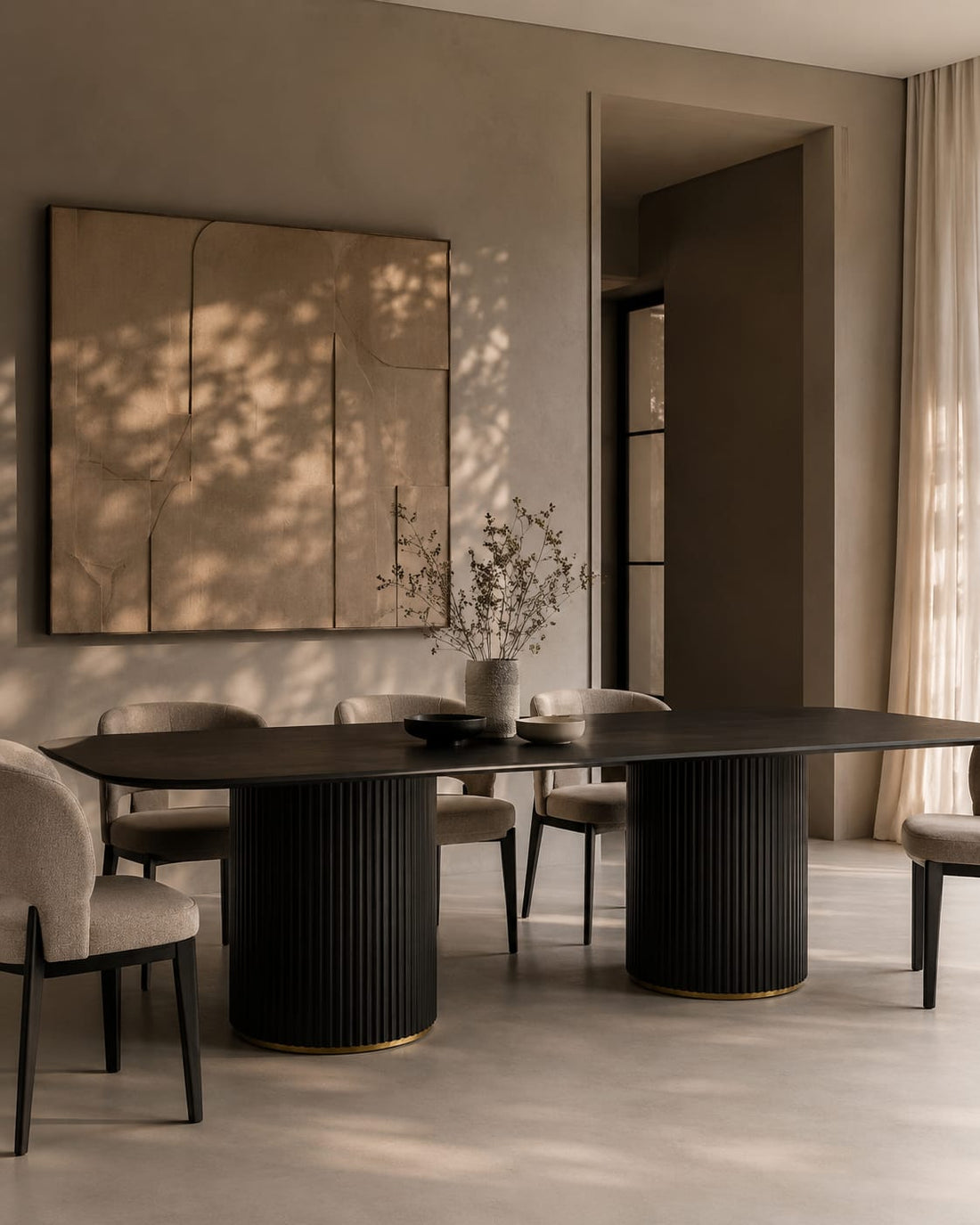 Lantine 280 Dining Table - Black Oak & Brass