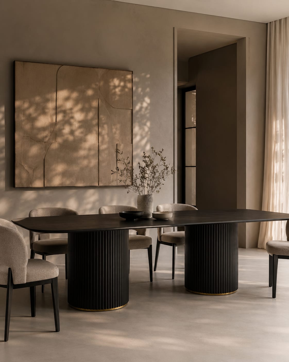 Lantine 280 Dining Table - Black Oak &amp; Brass