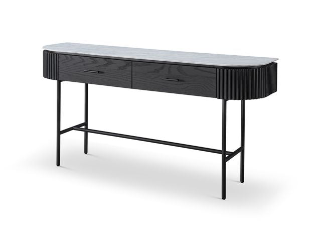 Lantine Marble Console Table - Matt Black