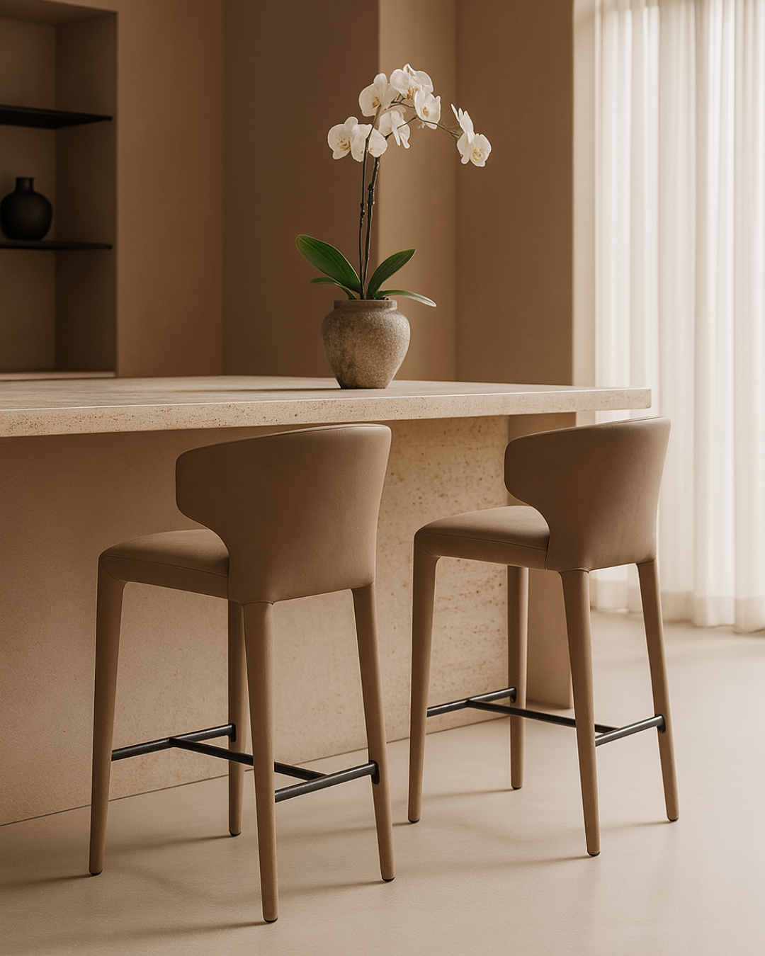 Vela Counter Stool - Vintage Eco Pelle Cognac