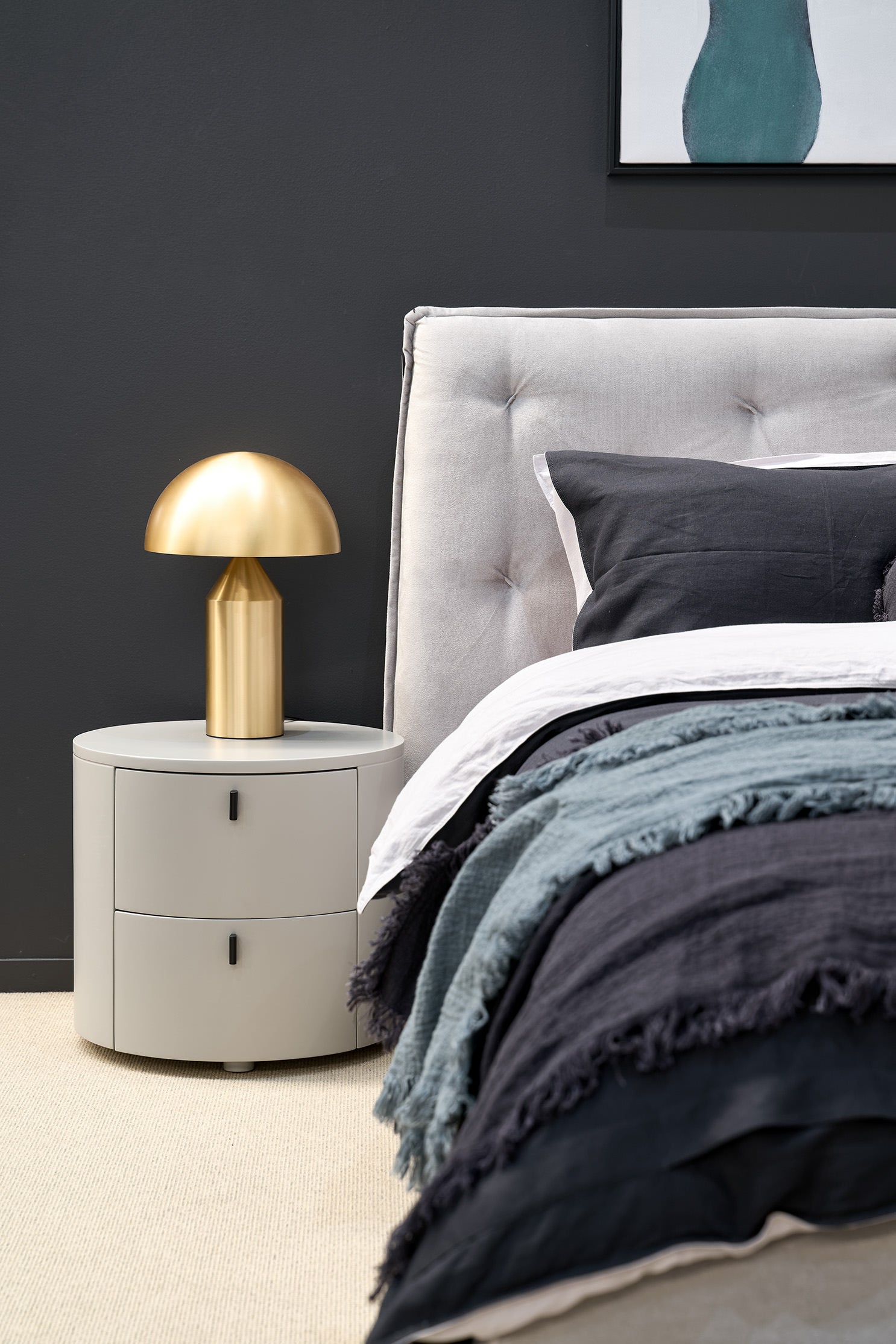 Sims Bedside Table - Matte Beige