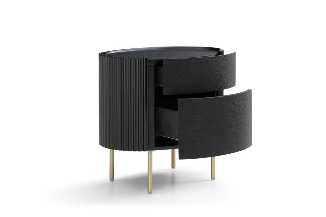 Lantine Bedside Table - Matte Black Oak