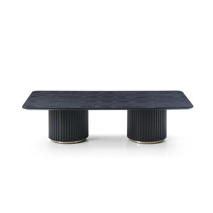 Lantine Black Oak Double Pedestal Coffee Table